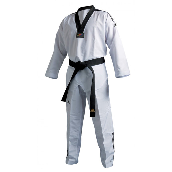 adidas Taekwondo Fighter III Uniform, Black V-Neck